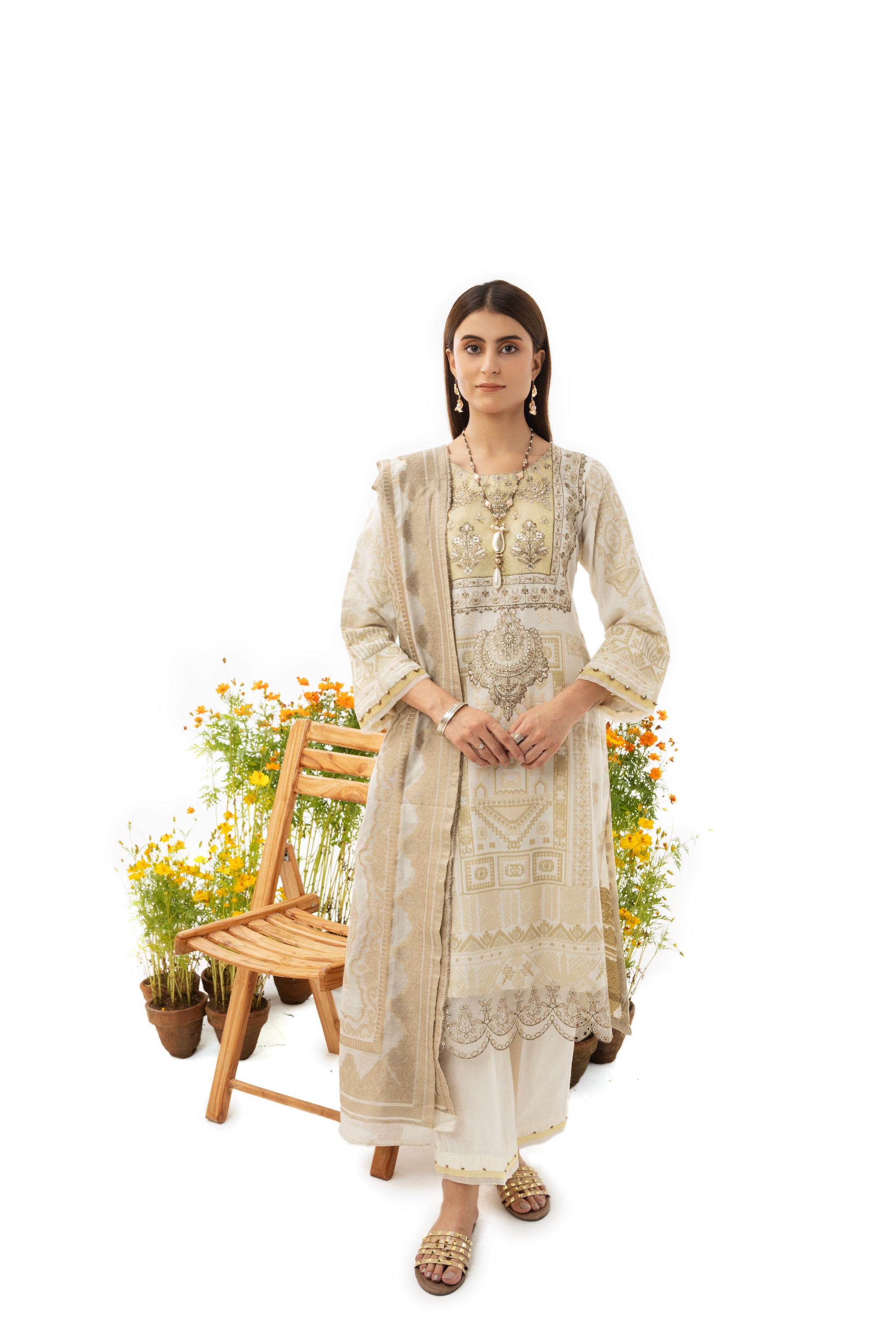 3 PIECE - EMBROIDERED  JACQUARD SUIT  JACQUARD SUIT SUMMER 2023 EID COLLECTION BY ARFA RIWAJ