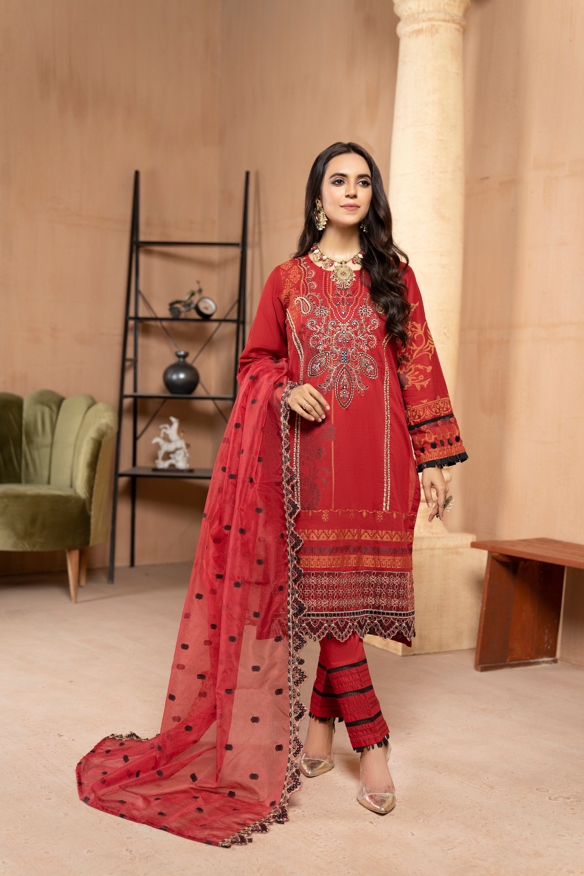 3 PIECE STITCHED - EMBROIDERED SUIT SUMMER 2023 BY ARFA RIWAJ