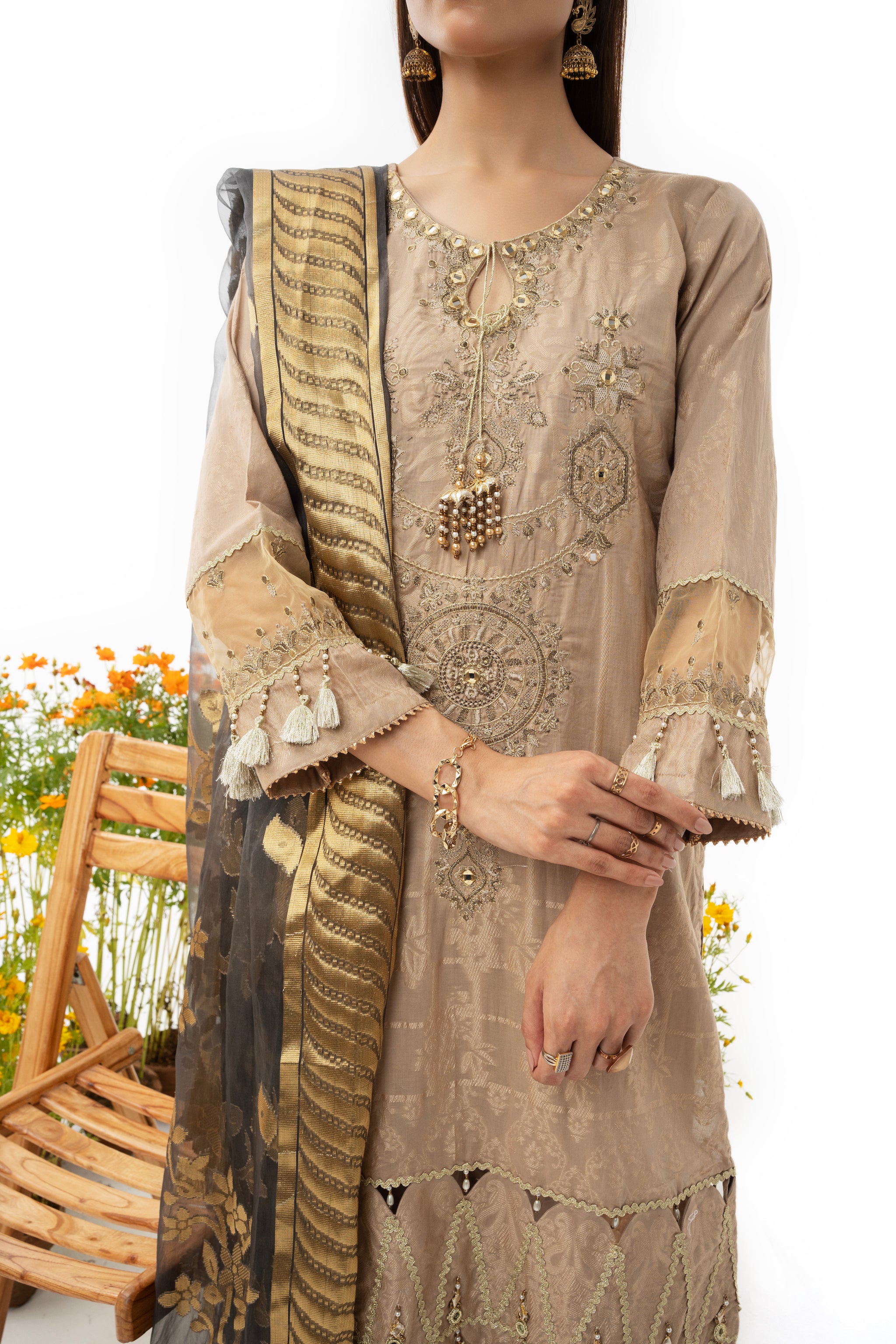 3 PIECE - EMBROIDERED JACQUARD SUIT BY ARFA RIWAJ SUMMER2023 EID COLLECTION