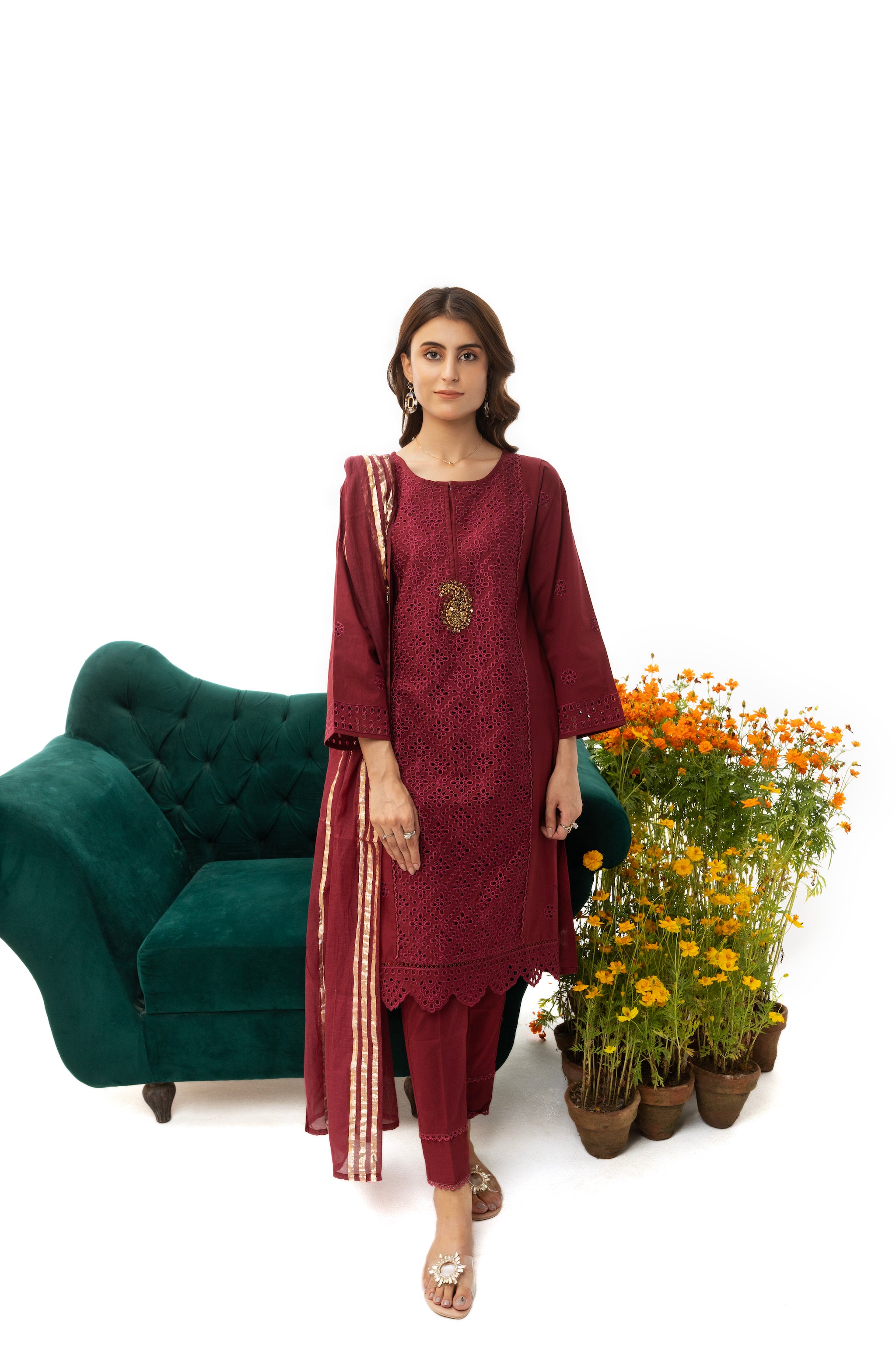  Luxury Pret Fabric Embroidered Cotton by arfa riwaj summer 203 eid collection