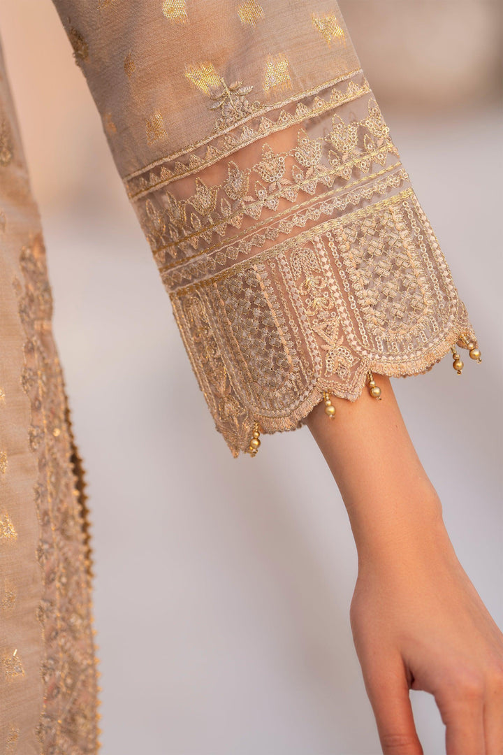 3 Piece Skin Zari Jacquard Suit Pret - AR-3384 (Skin) - ARFARIWAJ