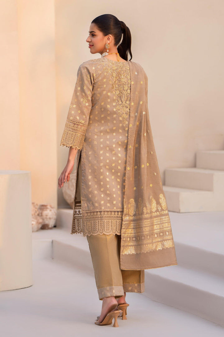 3 Piece Skin Zari Jacquard Suit Pret - AR-3384 (Skin) - ARFARIWAJ