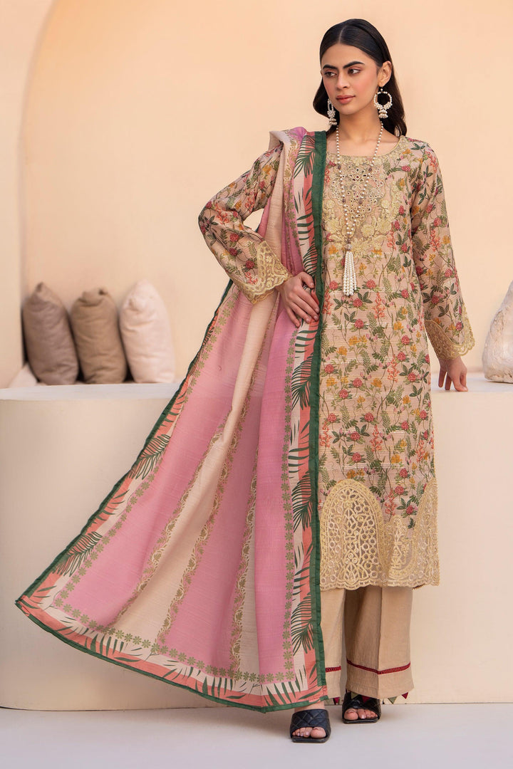 3 Piece Beige Munnar Suit Pret - AR-3516 - ARFARIWAJ