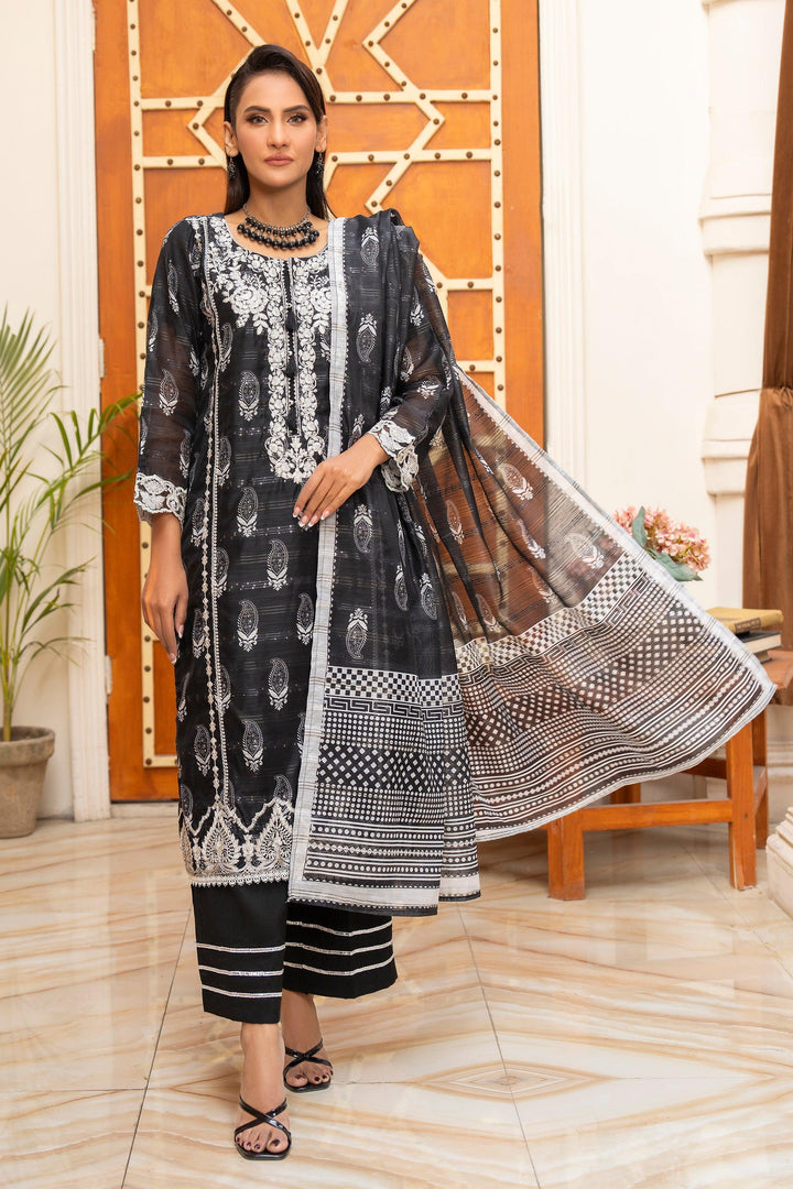 3 Piece Black Munnar Suit Pret - AR-3513 - ARFARIWAJ