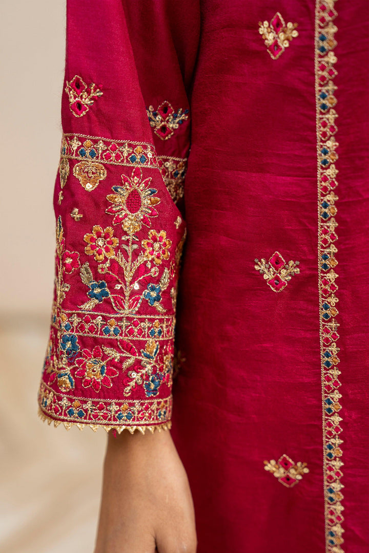 3 Piece Hot Pink Thai Silk Suit Pret - AR-3425 - ARFARIWAJ