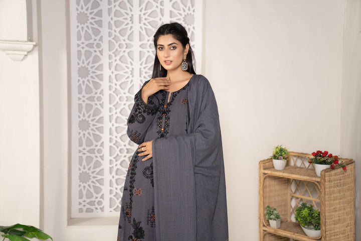 3 Piece Embroidered Khaddar Suit Luxury Pret - AR-3026-Safar Nama - ARFARIWAJ