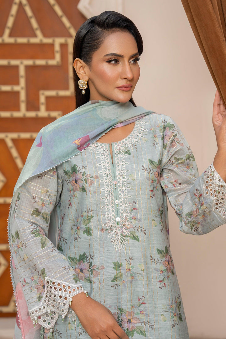 3 Piece Mint Blue Lorax Munnar Suit Pret - AR-3674 - ARFARIWAJ