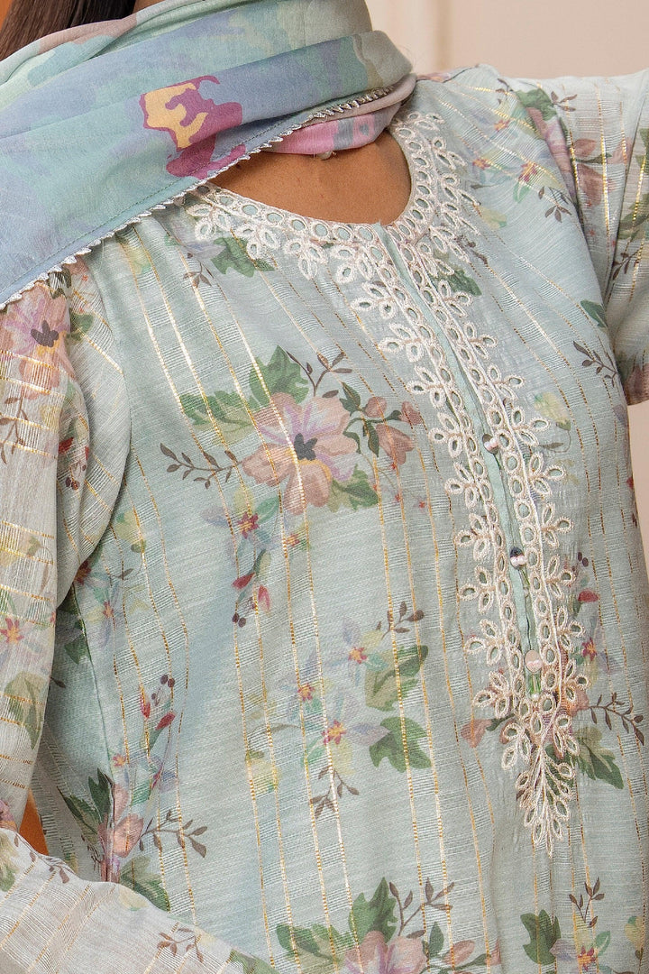 3 Piece Mint Blue Lorax Munnar Suit Pret - AR-3674 - ARFARIWAJ