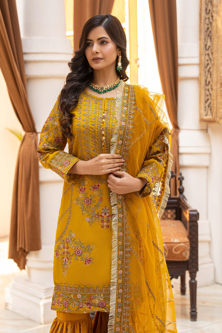 3 Piece Mustard Rawsilk Suit Pret - IN-323 - ARFARIWAJ