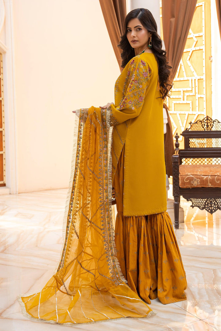 3 Piece Mustard Rawsilk Suit Pret - IN-323 - ARFARIWAJ