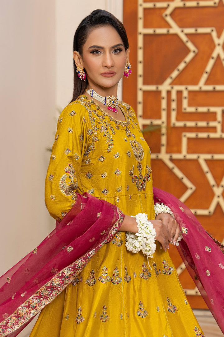 3 Piece Mustard Thai Silk Suit Pret - IN-307 - ARFARIWAJ