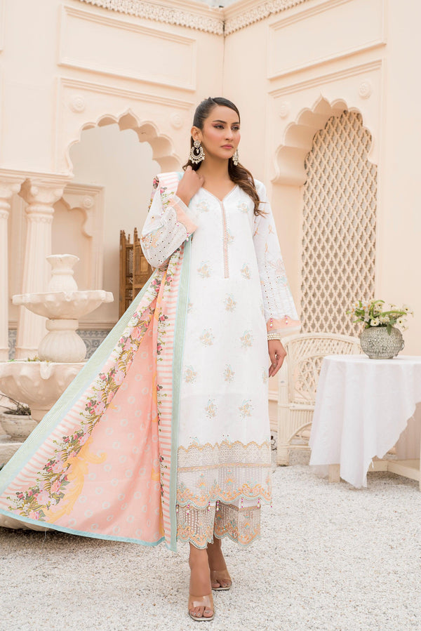 3 Piece Naps Lawn Embroidered Suit Luxury Pret - AR-3151 - ARFARIWAJ