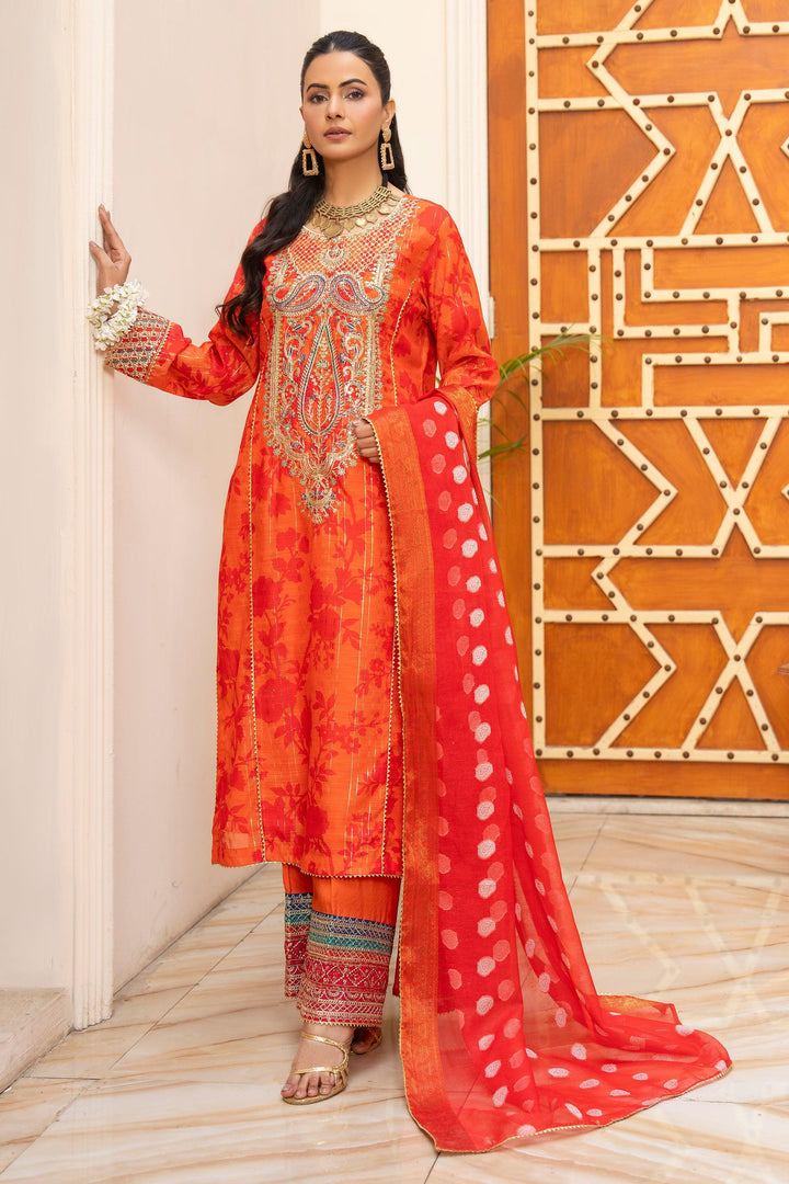 3 Piece Orange Lorax Munnar Suit Pret - AR-3659 - ARFARIWAJ