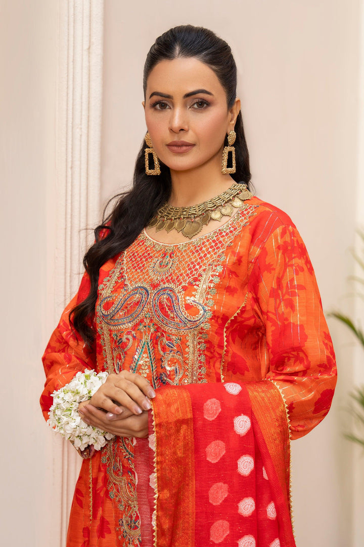 3 Piece Orange Lorax Munnar Suit Pret - AR-3659 - ARFARIWAJ