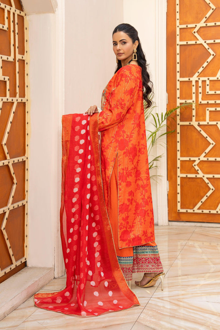 3 Piece Orange Lorax Munnar Suit Pret - AR-3659 - ARFARIWAJ