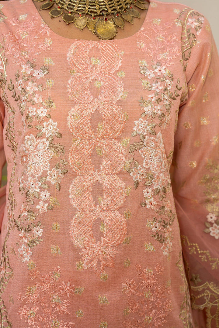 3 Piece Peach Zari Jacquard Suit Pret - AR-3669 - ARFARIWAJ