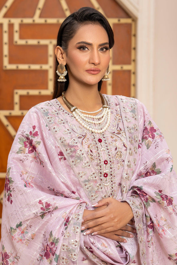 3 Piece Pink Zari Jacquard Suit Pret - AR-3581 (Pink) - ARFARIWAJ