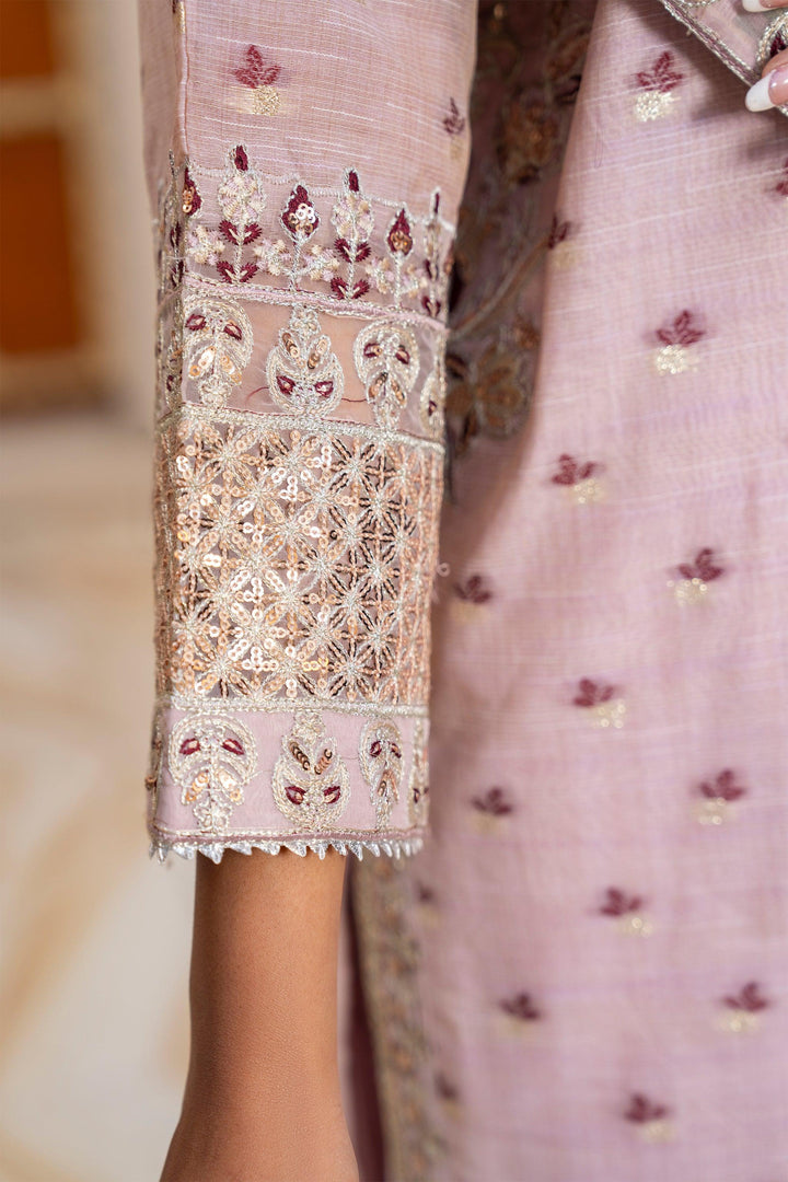 3 Piece Pink Zari Jacquard Suit Pret - AR-3581 (Pink) - ARFARIWAJ