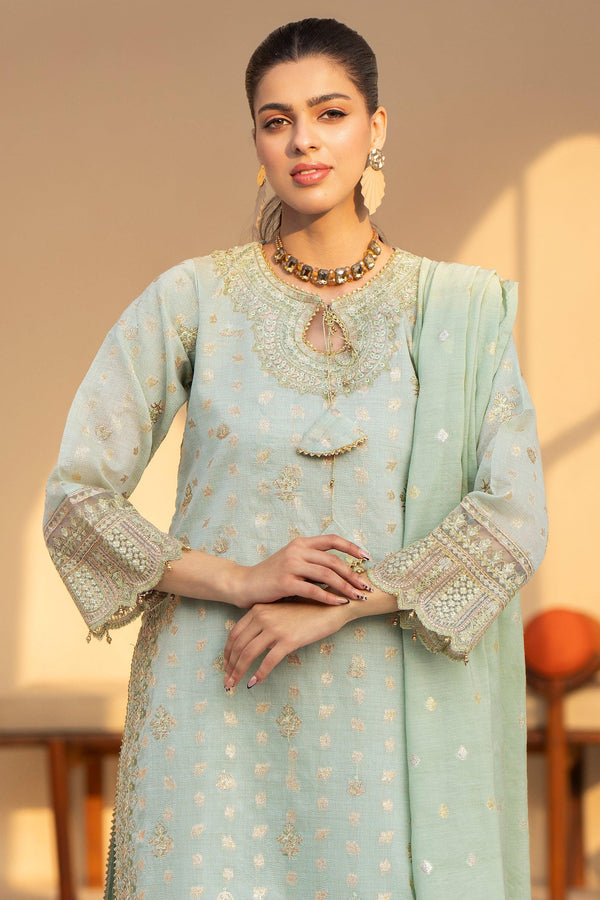 3 Piece Pistachio Zari Jacquard Suit Pret - AR-3384 - ARFARIWAJ