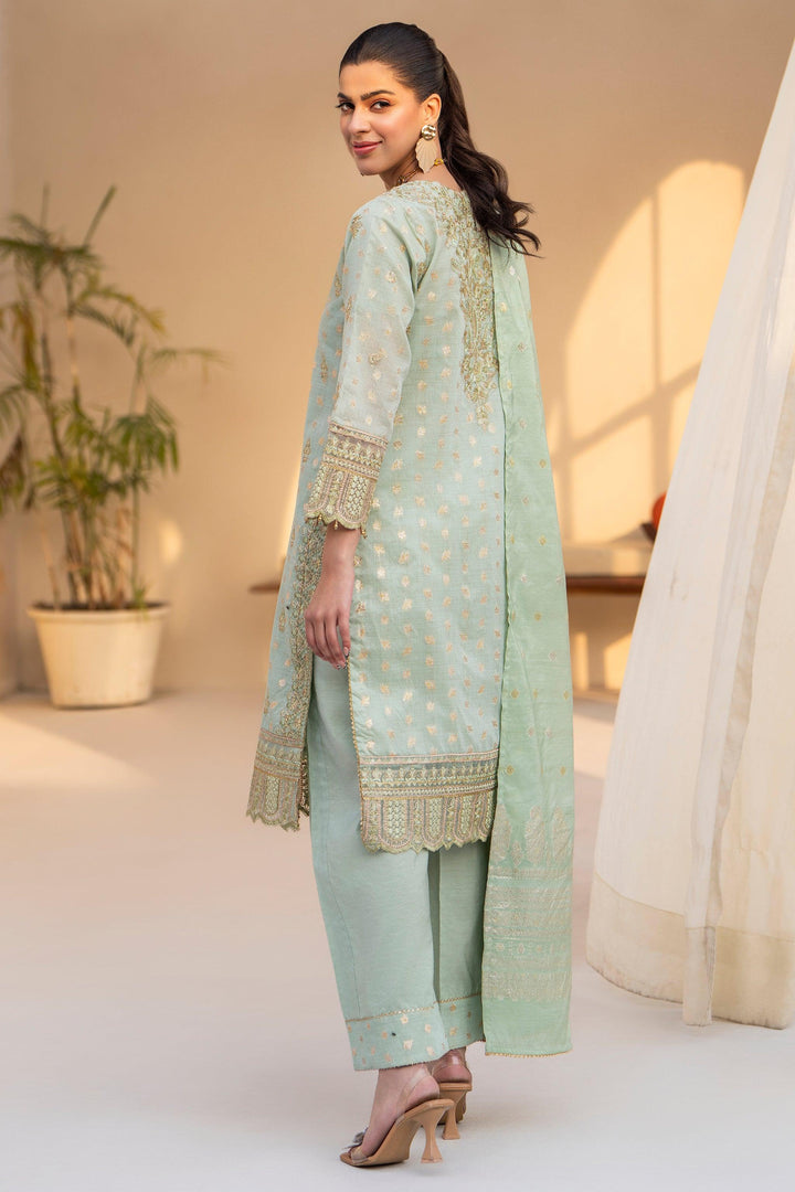 3 Piece Pistachio Zari Jacquard Suit Pret - AR-3384 - ARFARIWAJ