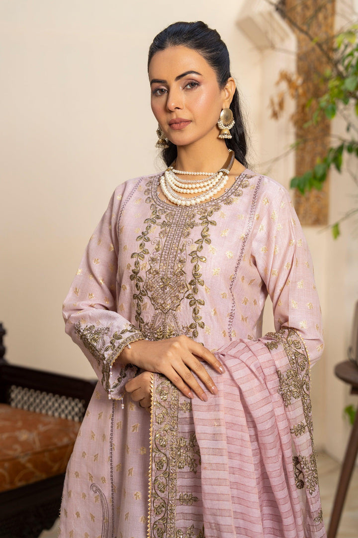 3 Piece Purple Zari Jacquard Suit Pret - AR-3675 - ARFARIWAJ