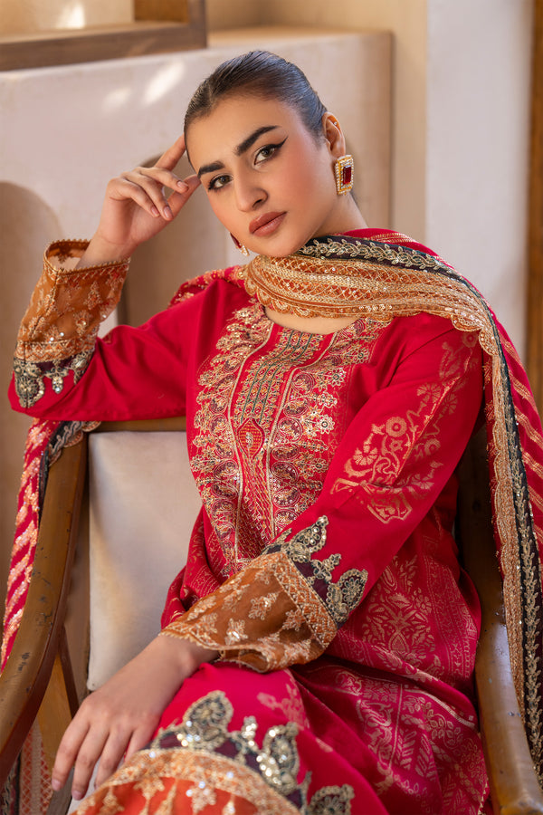 3 Piece S.pink Composed Jacquard Suit Pret - AR-3681 - ARFARIWAJ