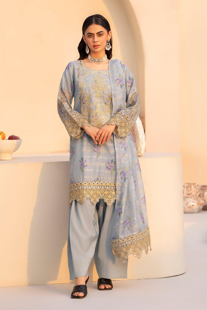 3 Piece Sky Lorax Munnar Suit Pret - AR-3458 - ARFARIWAJ