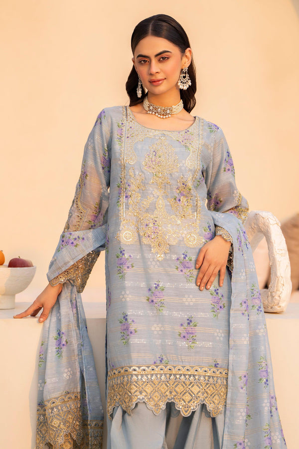 3 Piece Sky Lorax Munnar Suit Pret - AR-3458 - ARFARIWAJ