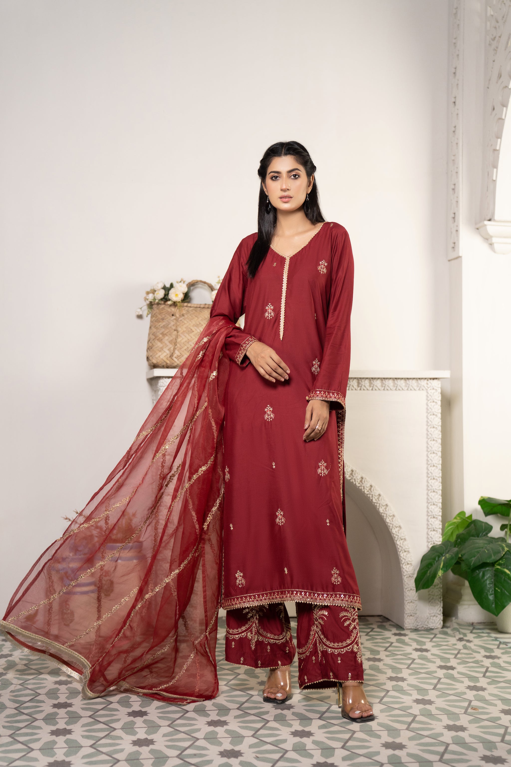 3 Piece Linen Suit-Embroidered (Pret) Winter 23 by ArfaRiwaj