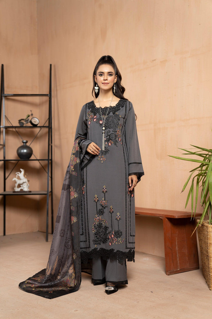 3 Piece Dyed Lawn Suit Luxury Pret - AR-2972 (Dastak) - ARFARIWAJ