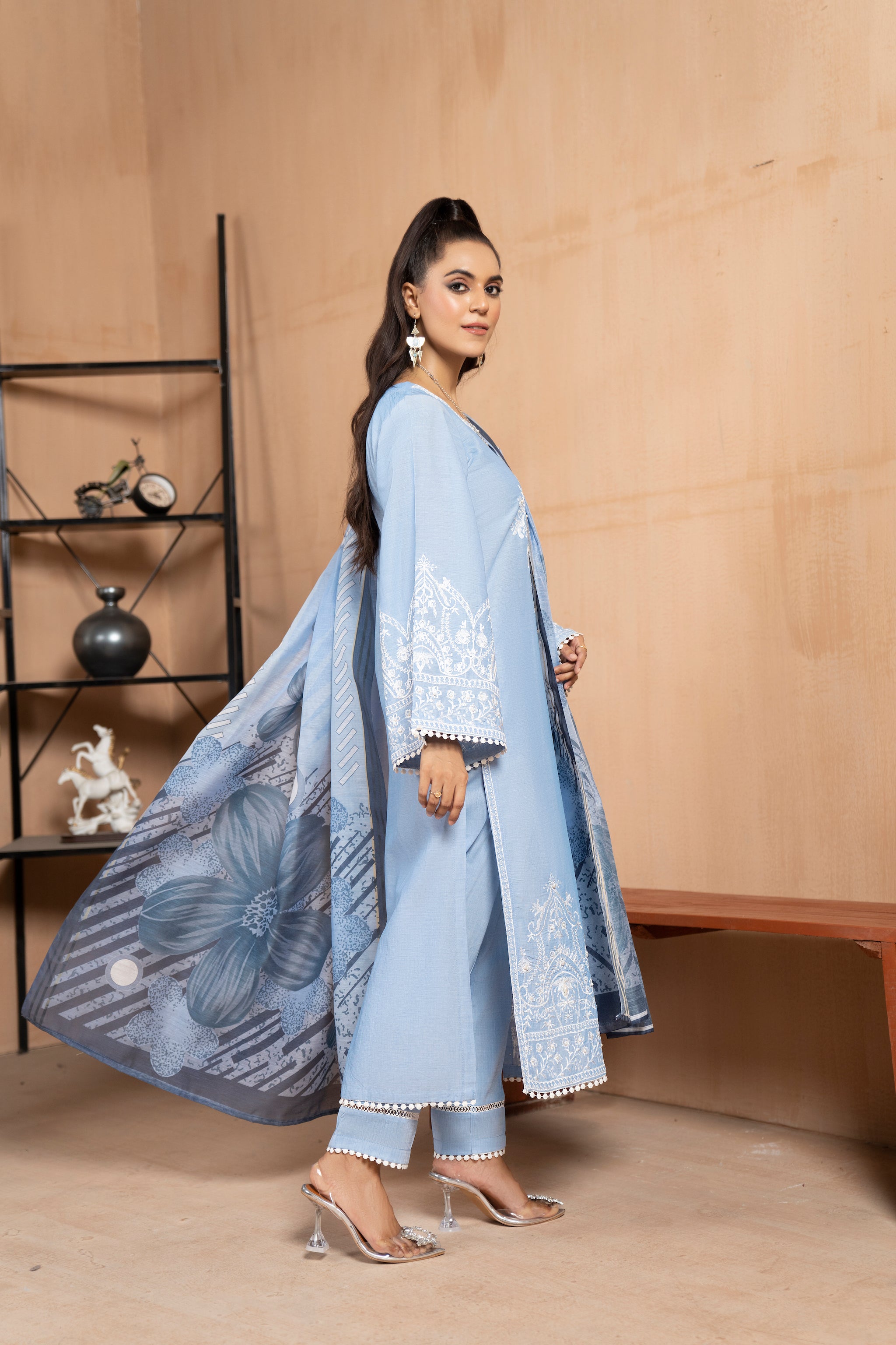 3 PIECE STITCHED - EMBROIDERED SUIT SUMMER 2023 BY ARFA RIWAJ