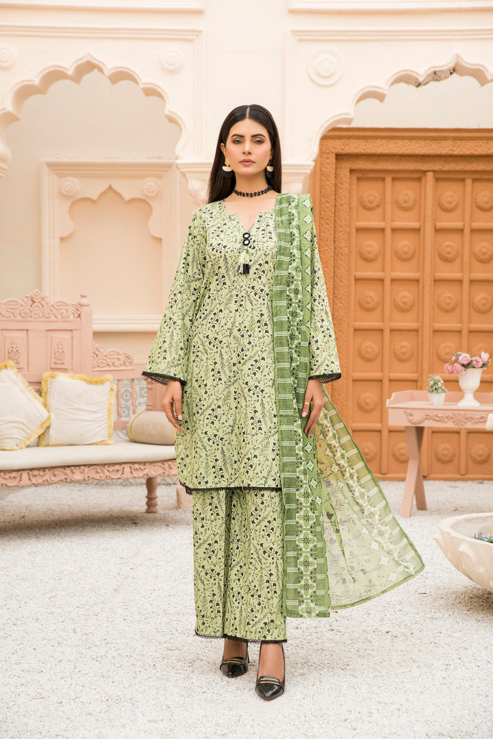 3 Piece Printed Lawn Suit Pret - AR-3120-Dahlia - ARFARIWAJ