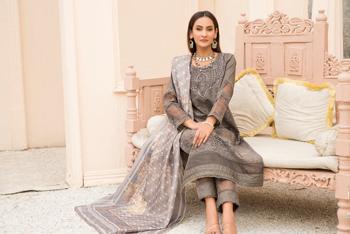 3 Piece Premium Chikenkari-Embroidered Stitched Suit Summer 24' Eid Edit 1 by arfa riwaj