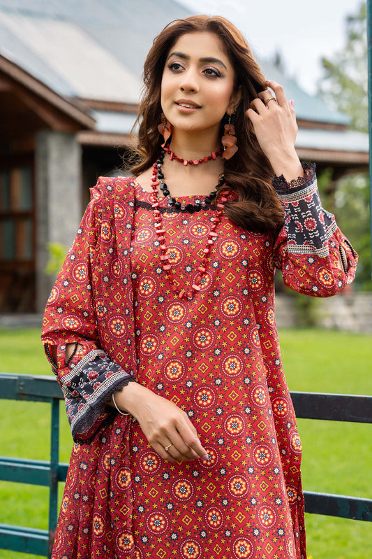 3 Piece Printed Lawn Suit Pret - AR-3303-Emberglow - ARFARIWAJ