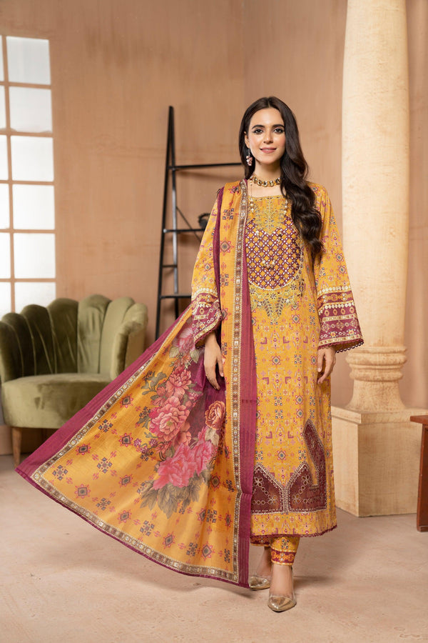 3 PIECE STITCHED - EMBROIDERED SUIT SUMMER 2023 BY ARFA RIWAJ