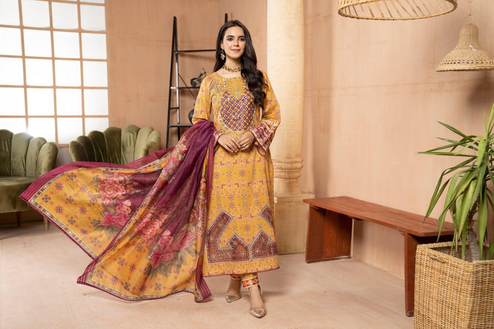 3 PIECE STITCHED - EMBROIDERED SUIT SUMMER 2023 BY ARFA RIWAJ