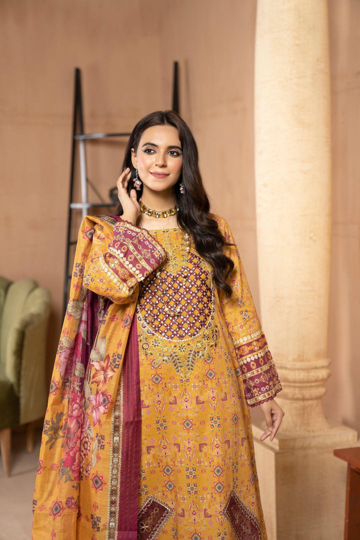 3 PIECE STITCHED - EMBROIDERED SUIT SUMMER 2023 BY ARFA RIWAJ