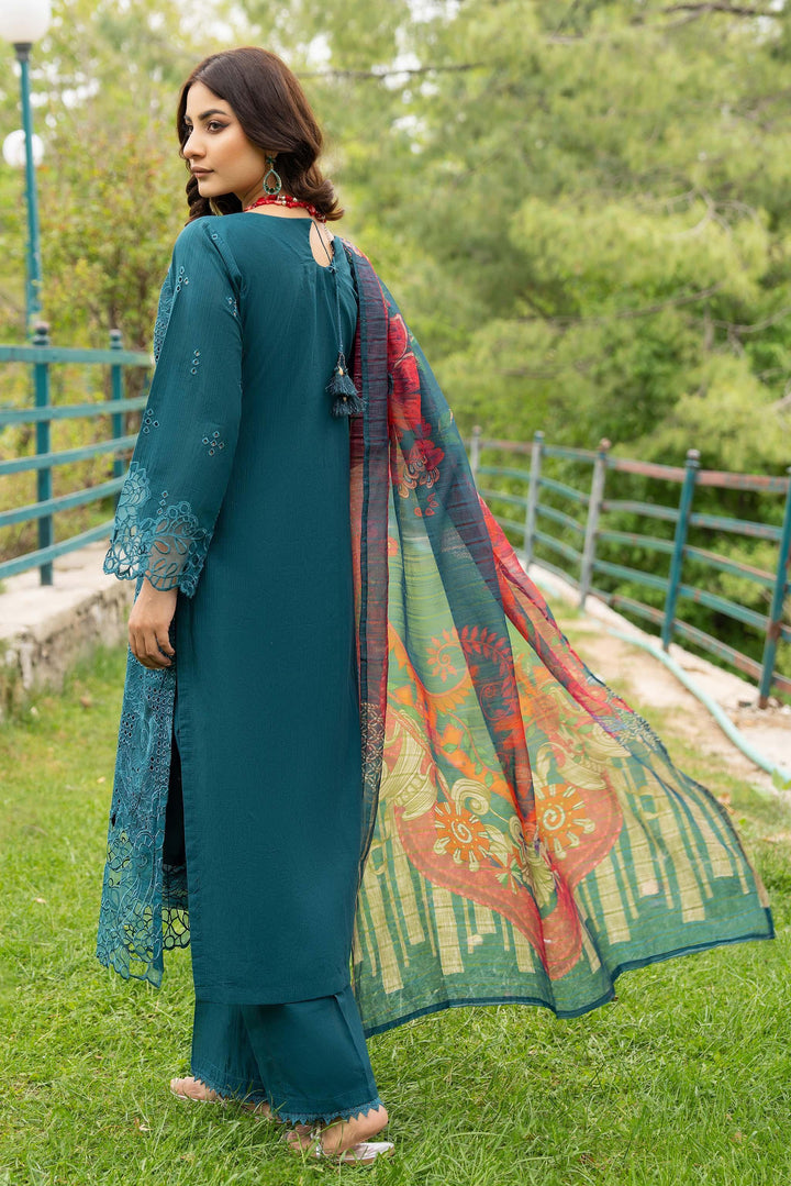 3 Piece Embroidered Doriya Suit Luxury Pret - AR-3259-Kashimiri Neelum - ARFARIWAJ
