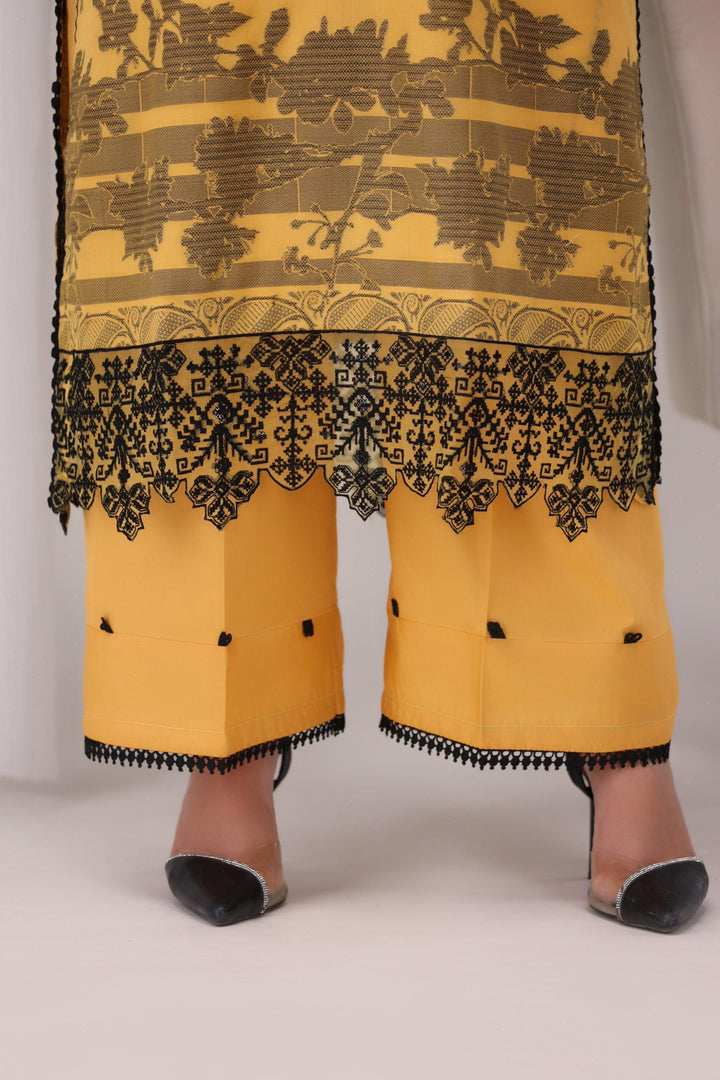 Yellow 3 Piece Cotton Suit Luxury Pret - AR-3187-kysari - ARFARIWAJ
