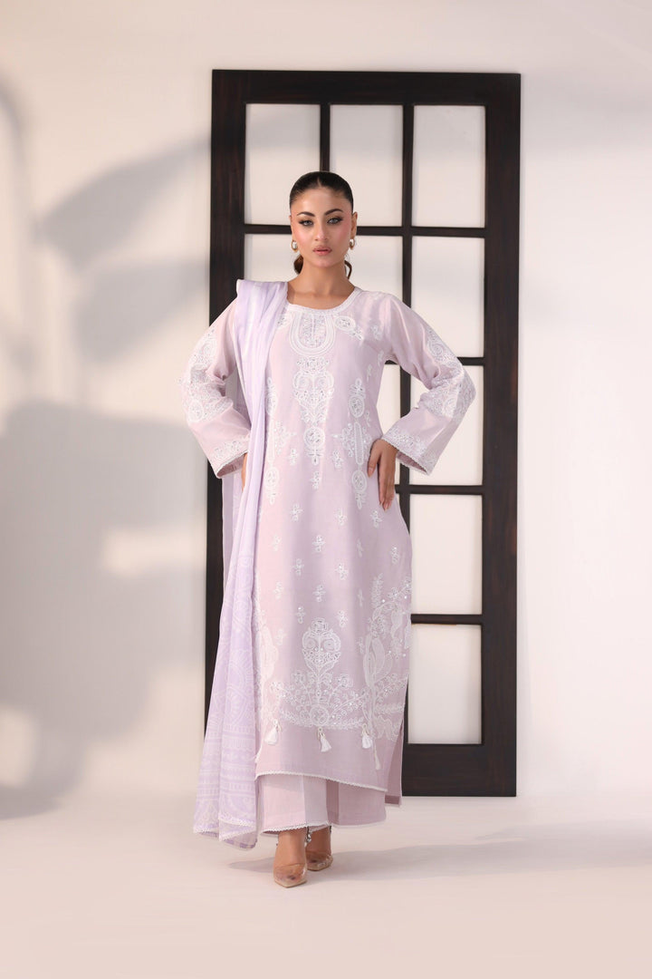 3 Piece Embroidered Suit Luxury Pret - AR-3397-lavener - ARFARIWAJ