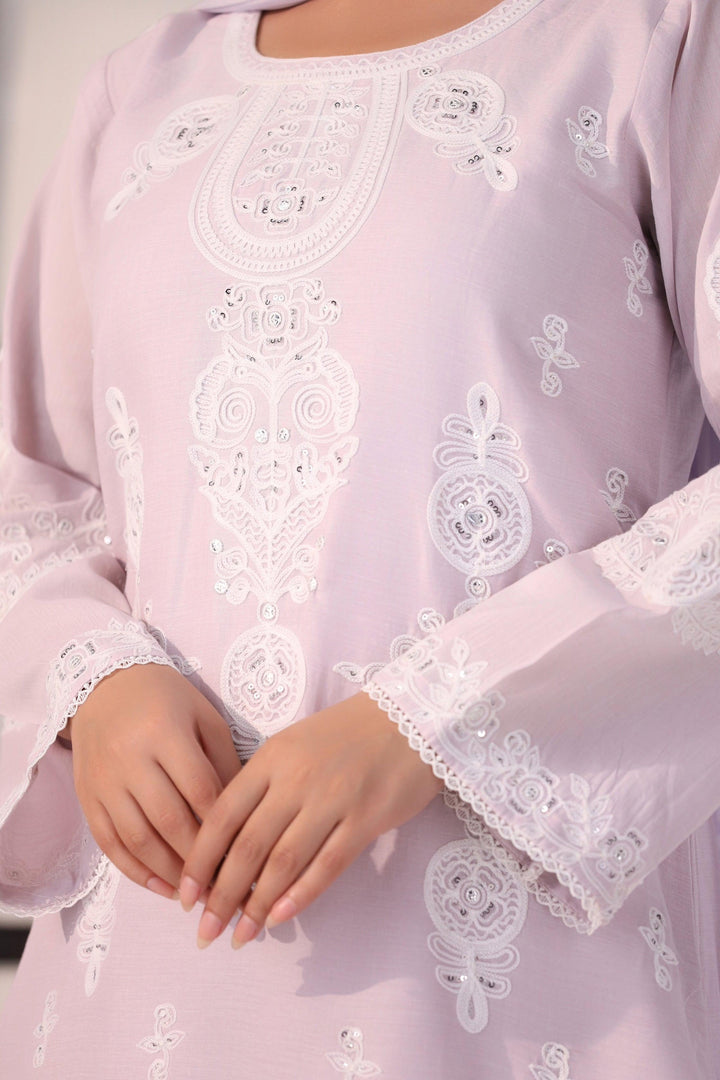 3 Piece Embroidered Suit Luxury Pret - AR-3397-lavener - ARFARIWAJ