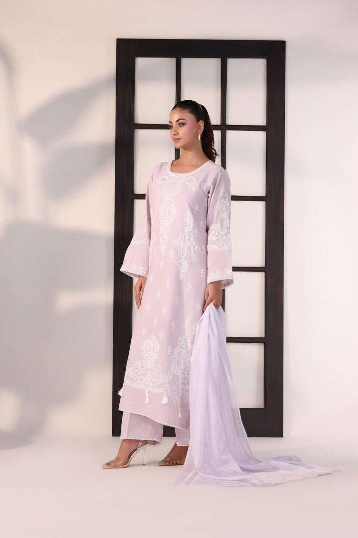 3 Piece Embroidered Suit Luxury Pret - AR-3397-lavener - ARFARIWAJ