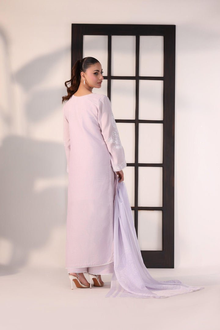 3 Piece Embroidered Suit Luxury Pret - AR-3397-lavener - ARFARIWAJ