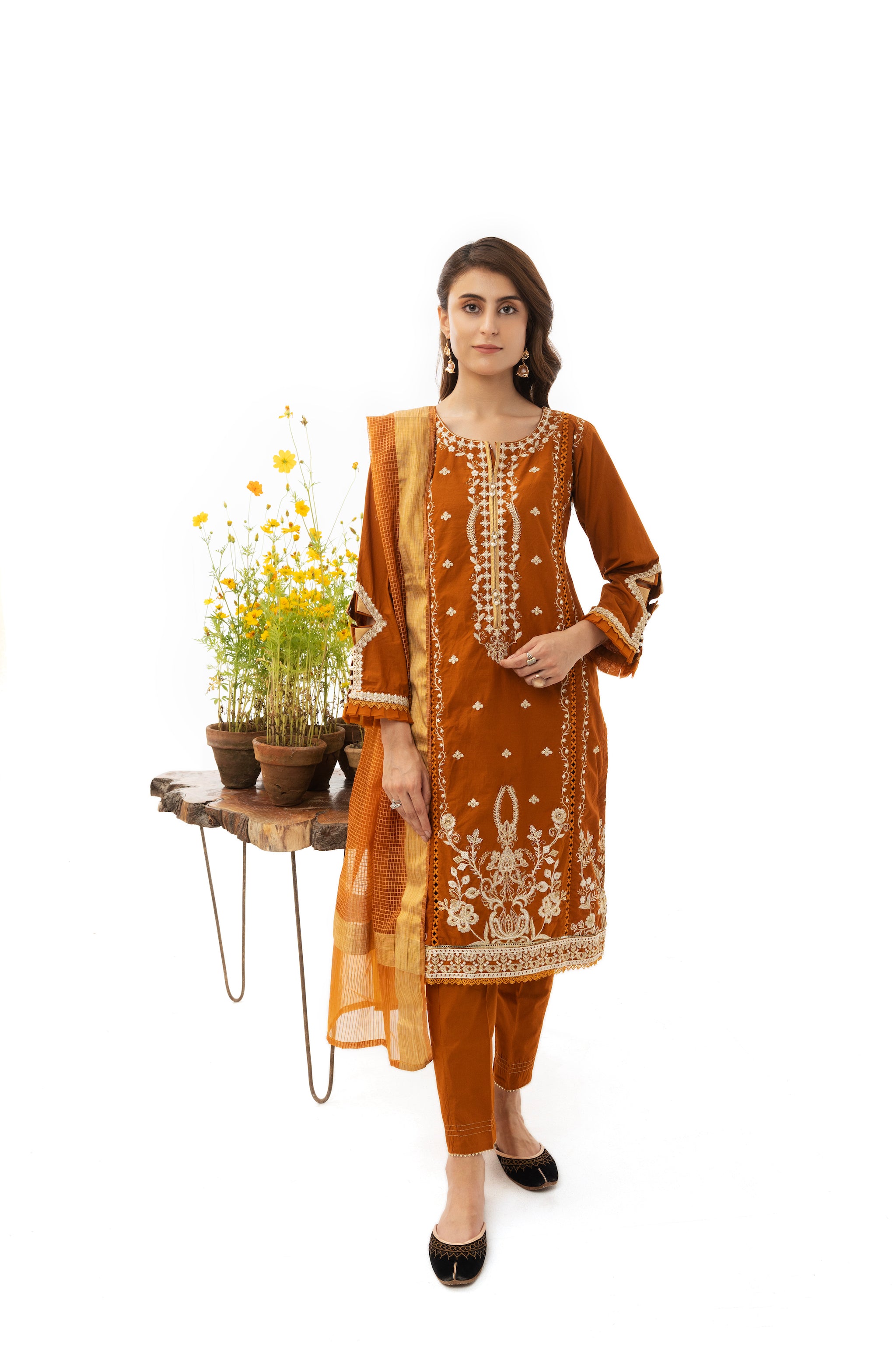 Luxury Pret Fabric Embroidered Cotton 3 PIECE - EMBROIDERED COTTON SUIT BY ARFA RIWAJ SUMMER 2023
