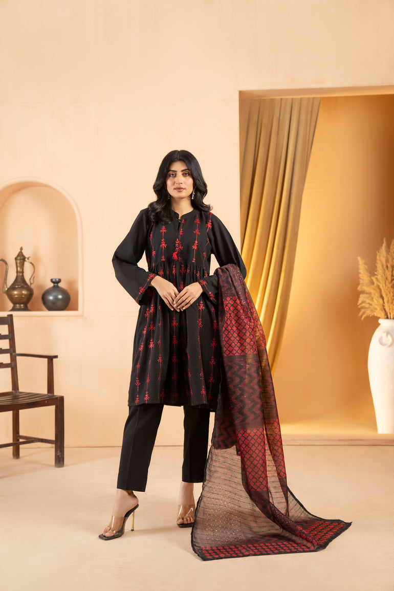3 Piece Cotton Suit-Embroidered (Pret)  Winter 23 by Arfa Riwaj