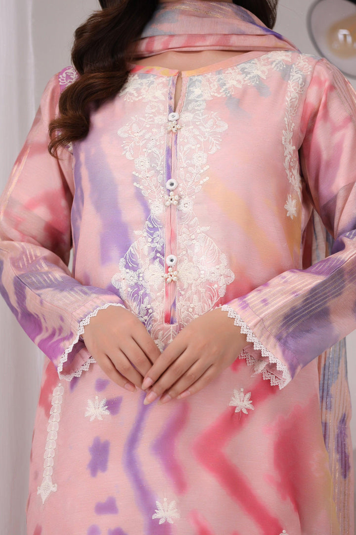 3 Piece Embroidered Cotton Suit Luxury Pret - AR-2785-Rashk-Pink - ARFARIWAJ