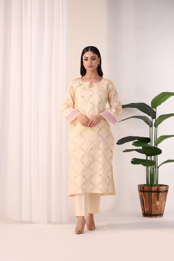 2 Piece Printed Cotton Suit Luxury Pret - AR-NP-03-shadab - ARFARIWAJ