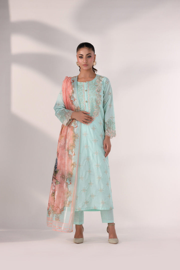 3 Piece Suit Pret Embroidered Luxury Pret - AR-3359-Shaffay- ARFARIWAJ