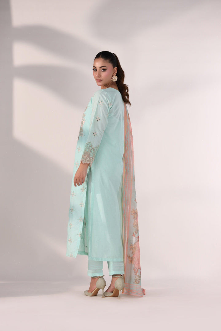 3 Piece Suit Pret Embroidered Luxury Pret - AR-3359-Shaffay- ARFARIWAJ