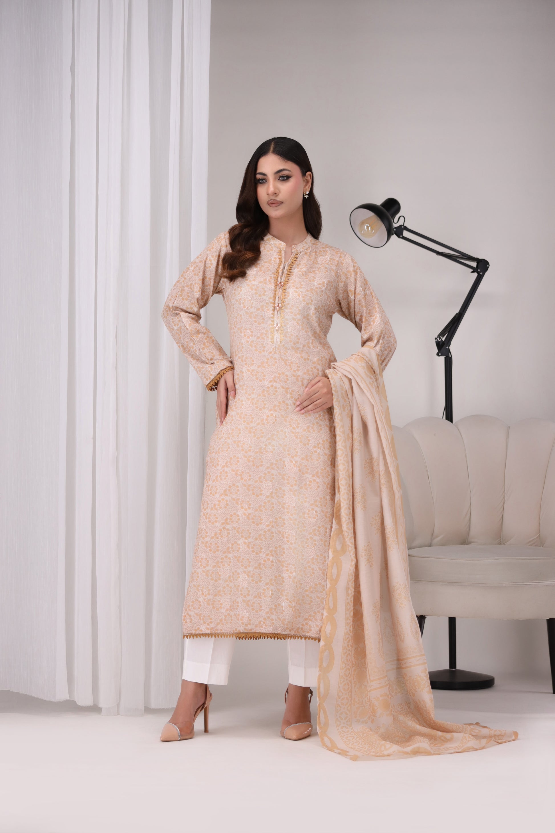  3 Piece Printed Cotton Suit Pret - AR-NP-10-Shereen - ARFARIWAJ